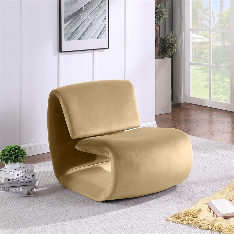 Bowery Hill Contemporary Iron Frame Camel Durable Velvet Accent Chair