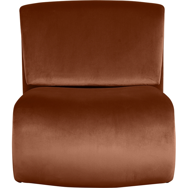 Bowery Hill Contemporary Iron Frame Cognac Durable Velvet Accent Chair
