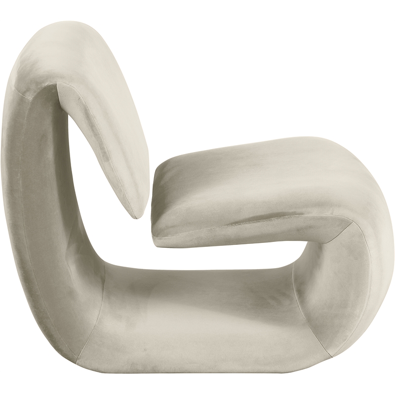 Bowery Hill Contemporary Iron Frame Cream Durable Velvet Accent Chair