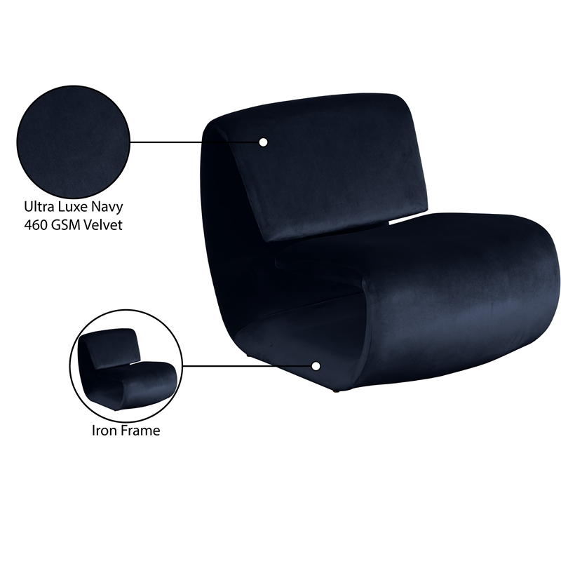 Bowery Hill Contemporary Iron Frame Navy Durable Velvet Accent Chair
