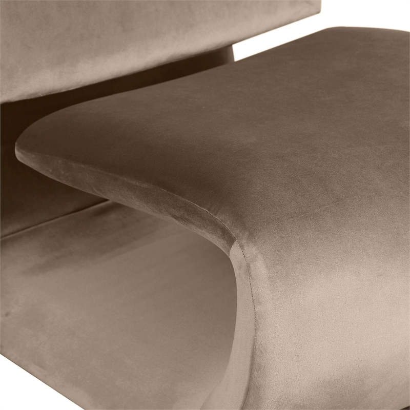 Bowery Hill Contemporary Iron Frame Taupe Durable Velvet Accent Chair