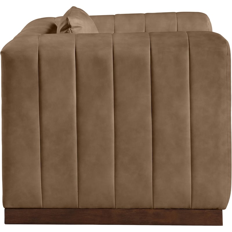Bowery Hill Contemporary Deep Channel Tufted Soft Brown Vegan Leather Chair