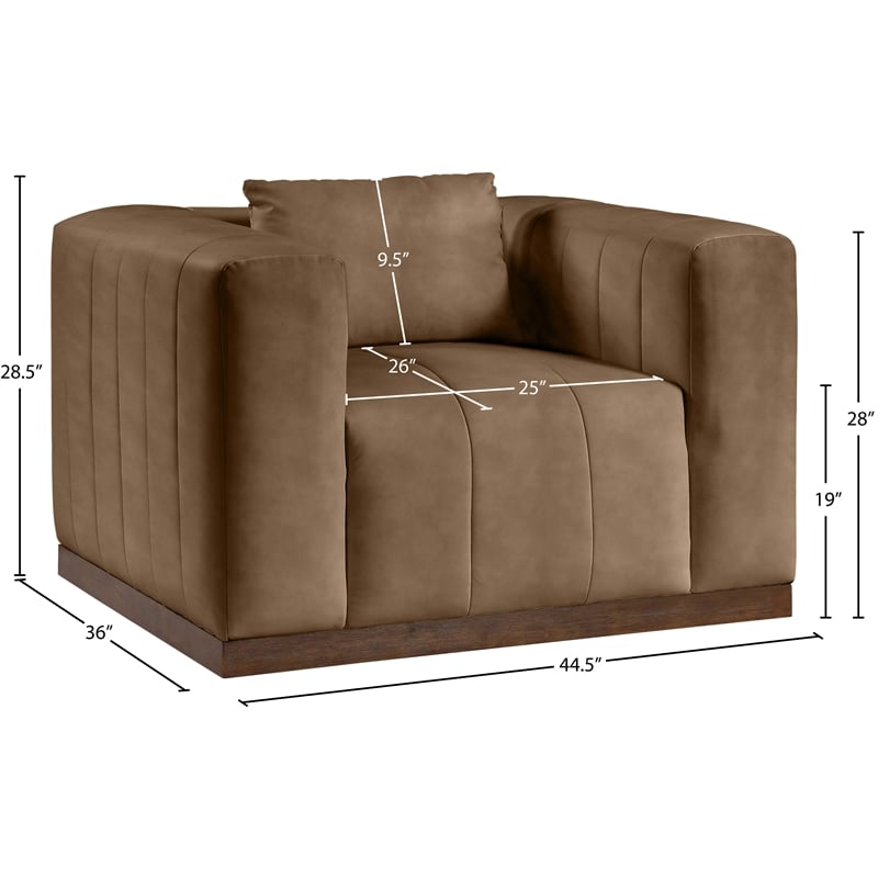 Bowery Hill Contemporary Deep Channel Tufted Soft Brown Vegan Leather Chair