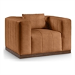 Bowery Hill Contemporary Deep Channel Tufted Soft Cognac Vegan Leather Chair
