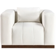 Bowery Hill Contemporary Deep Channel Tufted Soft Cream Vegan Leather Chair