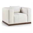 Bowery Hill Contemporary Deep Channel Tufted Soft Cream Vegan Leather Chair