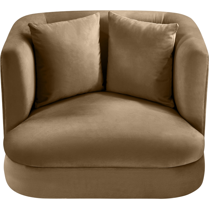 Bowery Hill Contemporary Solid Wood Frame Beige Durable Velvet Accent Chair