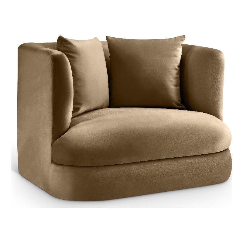 Bowery Hill Contemporary Solid Wood Frame Beige Durable Velvet Accent Chair