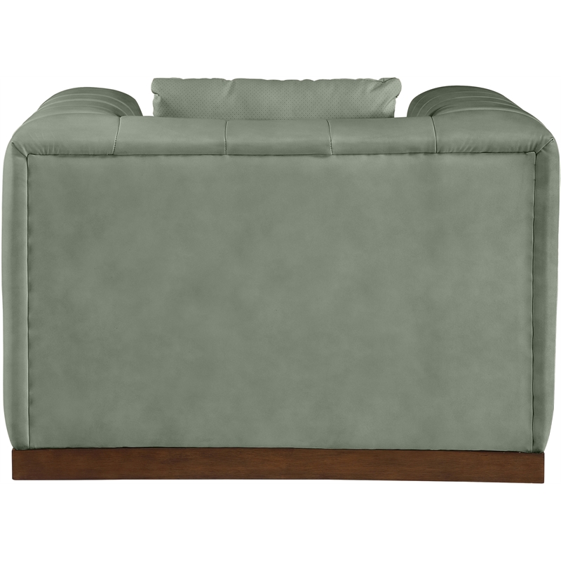 Bowery Hill Contemporary Deep Channel Tufted Soft Green Vegan Leather Chair