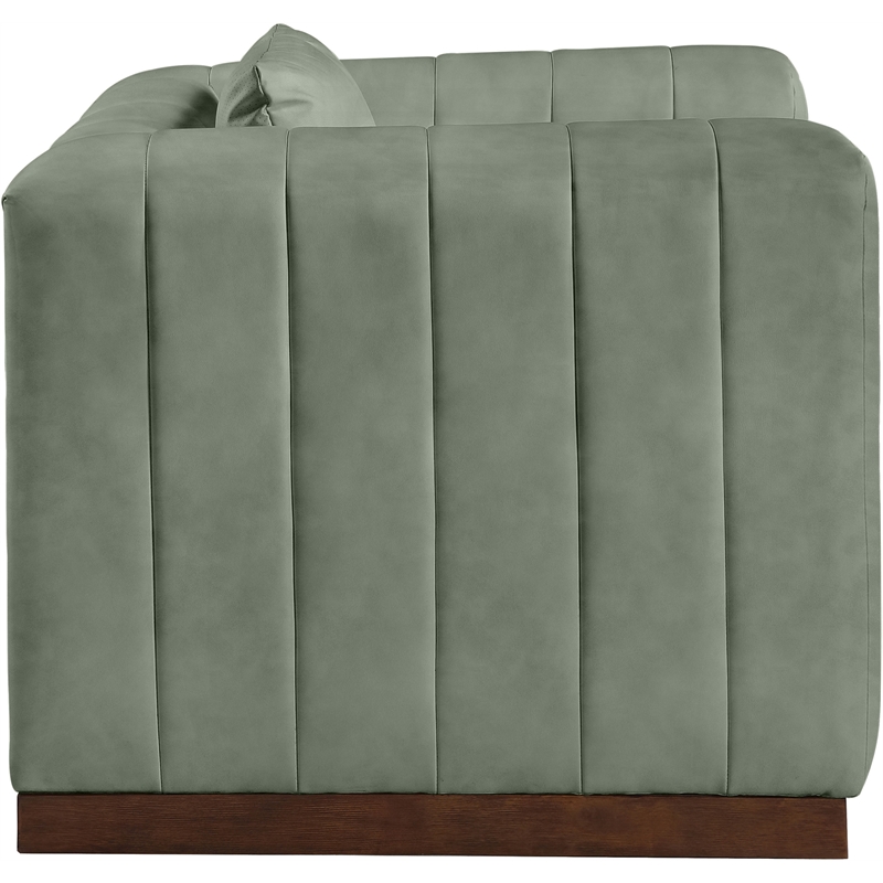 Bowery Hill Contemporary Deep Channel Tufted Soft Green Vegan Leather Chair