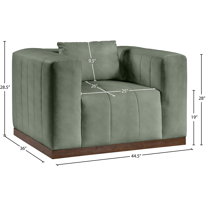 Bowery Hill Contemporary Deep Channel Tufted Soft Green Vegan Leather Chair