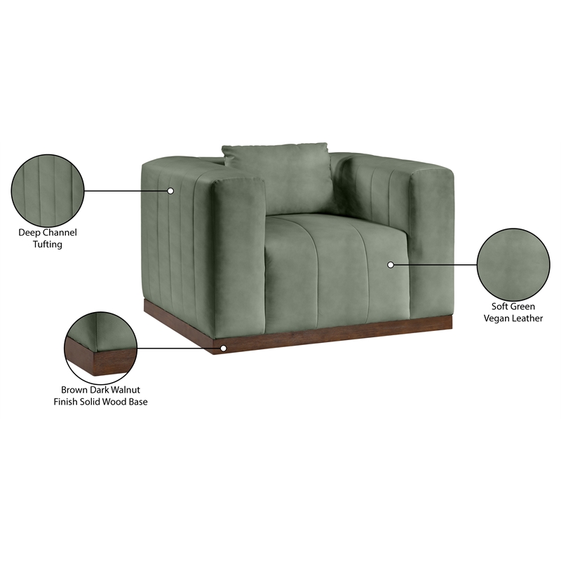 Bowery Hill Contemporary Deep Channel Tufted Soft Green Vegan Leather Chair