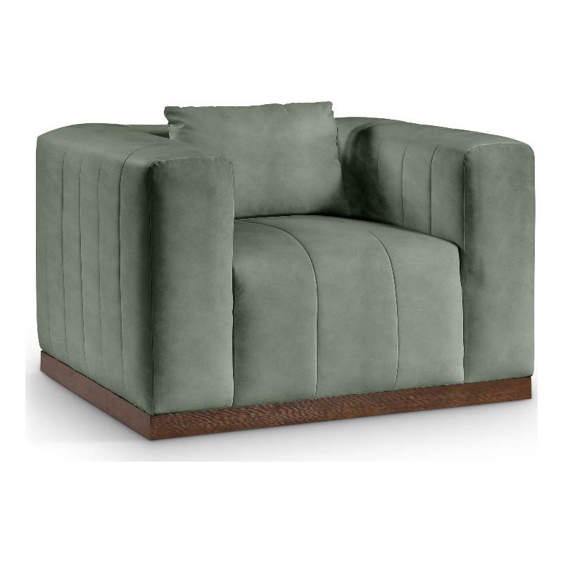 Bowery Hill Contemporary Deep Channel Tufted Soft Green Vegan Leather Chair