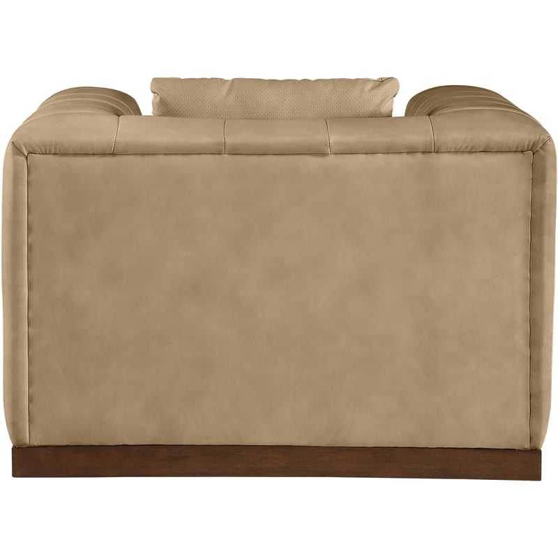 Bowery Hill Contemporary Deep Channel Tufted Soft Tan Vegan Leather Chair