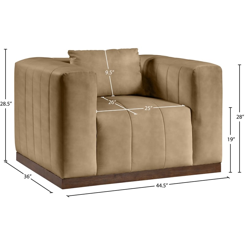 Bowery Hill Contemporary Deep Channel Tufted Soft Tan Vegan Leather Chair