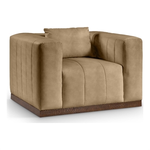 Bowery Hill Contemporary Deep Channel Tufted Soft Tan Vegan Leather Chair
