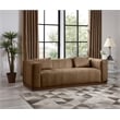 Bowery Hill Contemporary Deep Channel Tufted Soft Brown Vegan Leather Sofa