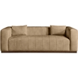 Bowery Hill Contemporary Deep Channel Tufted Soft Tan Vegan Leather Sofa