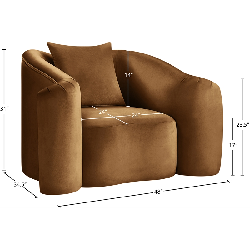 Bowery Hill Contemporary Rich Curves Saddle Durable Velvet Accent Chair