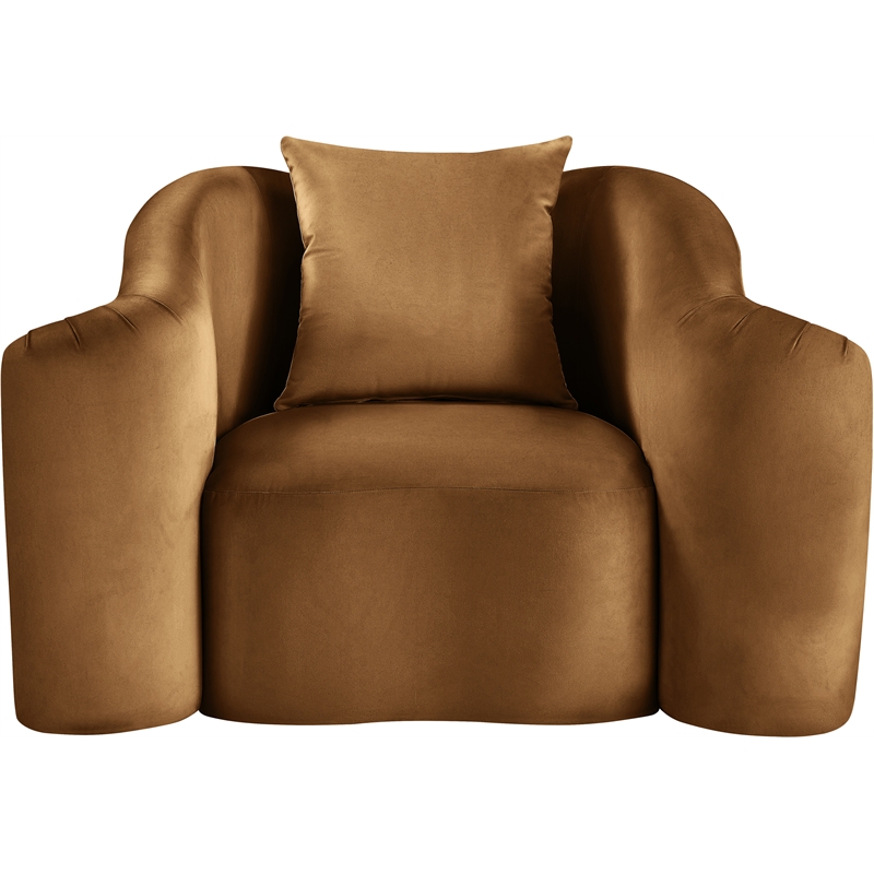Bowery Hill Contemporary Rich Curves Saddle Durable Velvet Accent Chair