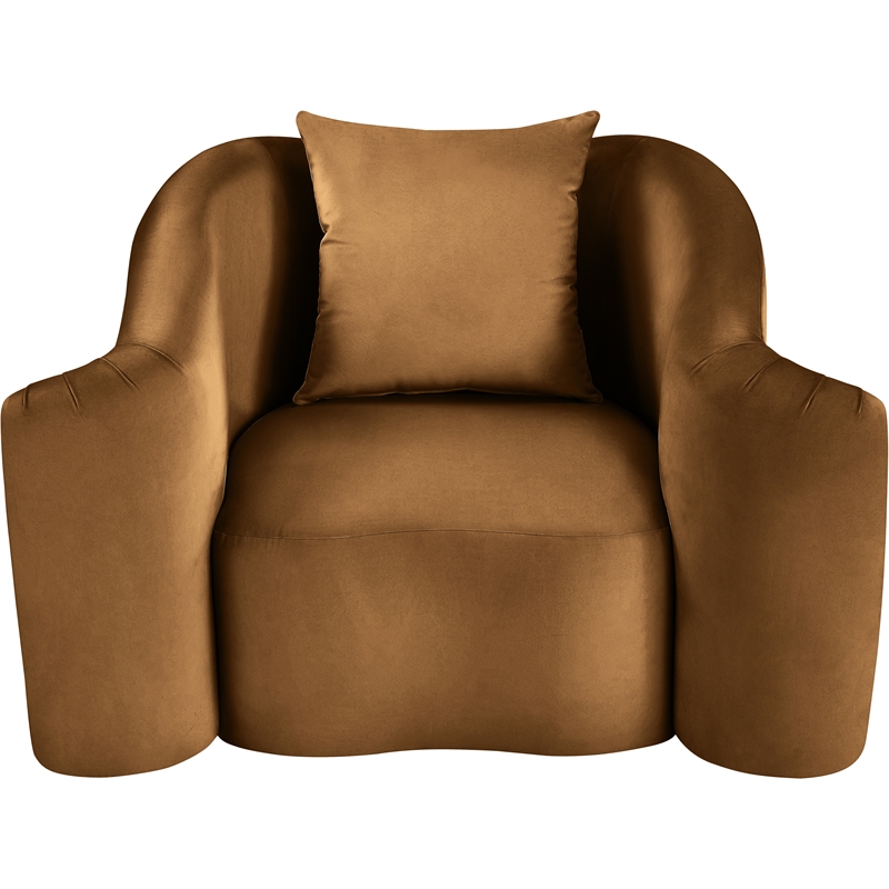 Bowery Hill Contemporary Rich Curves Saddle Durable Velvet Accent Chair