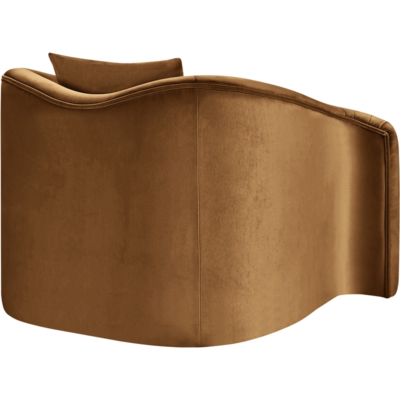 Bowery Hill Contemporary Rich Curves Saddle Durable Velvet Accent Chair