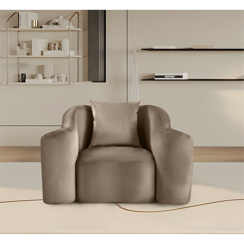 Bowery Hill Contemporary Rich Curves Taupe Durable Velvet Accent Chair
