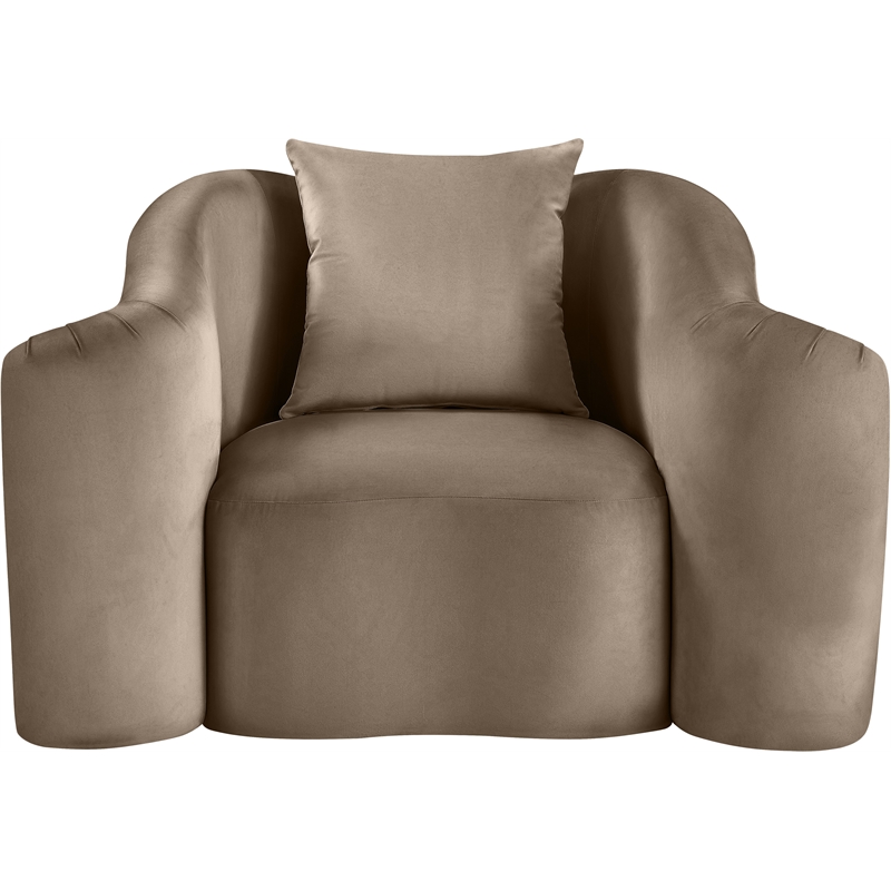 Bowery Hill Contemporary Rich Curves Taupe Durable Velvet Accent Chair