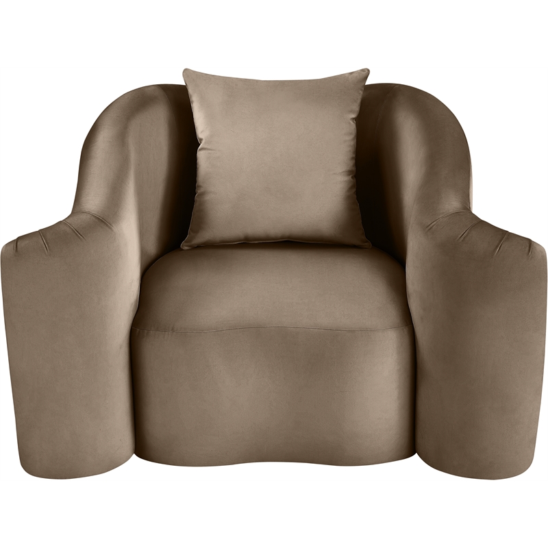 Bowery Hill Contemporary Rich Curves Taupe Durable Velvet Accent Chair