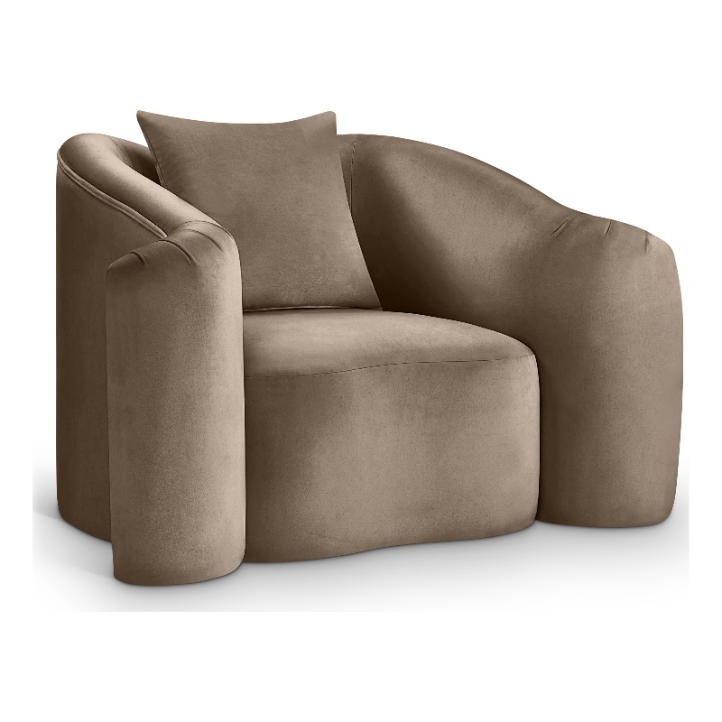 Bowery Hill Contemporary Rich Curves Taupe Durable Velvet Accent Chair