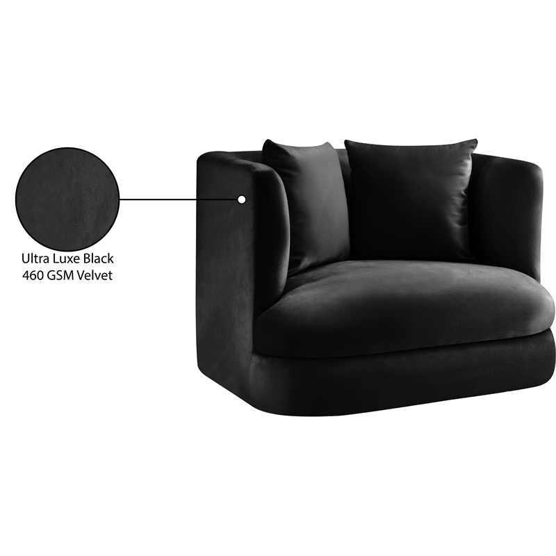 Bowery Hill Contemporary Solid Wood Frame Black Durable Velvet Accent Chair