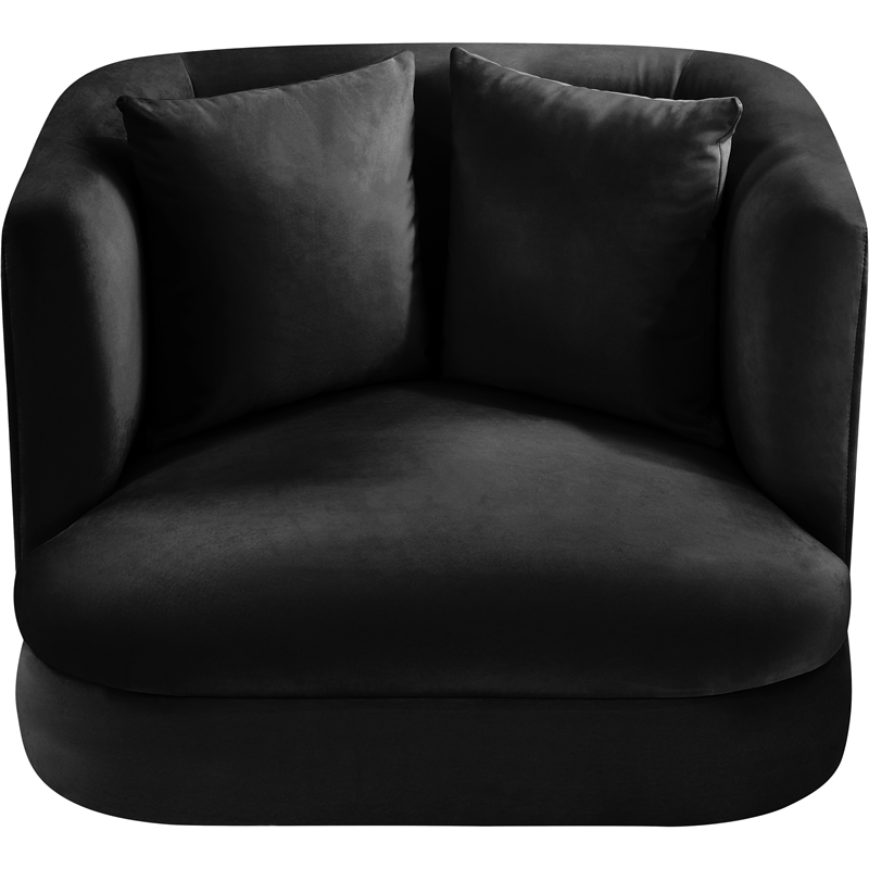 Bowery Hill Contemporary Solid Wood Frame Black Durable Velvet Accent Chair