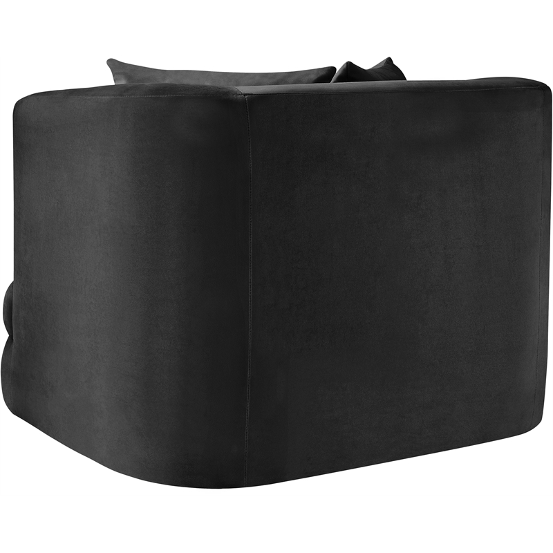 Bowery Hill Contemporary Solid Wood Frame Black Durable Velvet Accent Chair