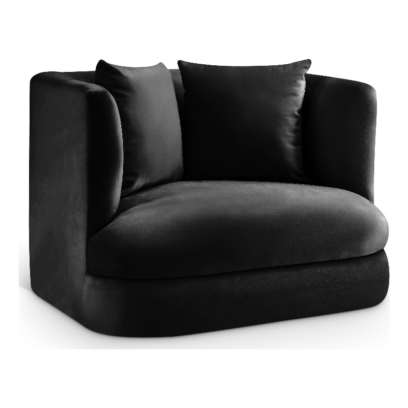 Bowery Hill Contemporary Solid Wood Frame Black Durable Velvet Accent Chair