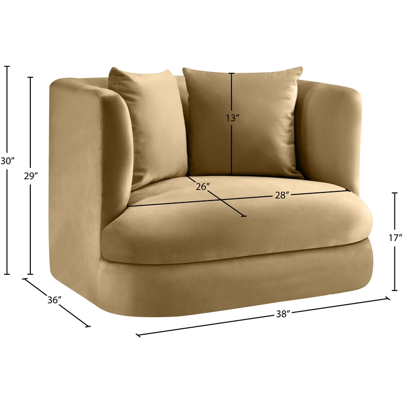 Bowery Hill Contemporary Solid Wood Frame Camel Durable Velvet Accent Chair