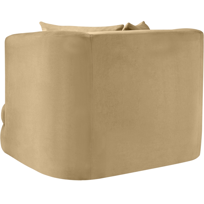 Bowery Hill Contemporary Solid Wood Frame Camel Durable Velvet Accent Chair