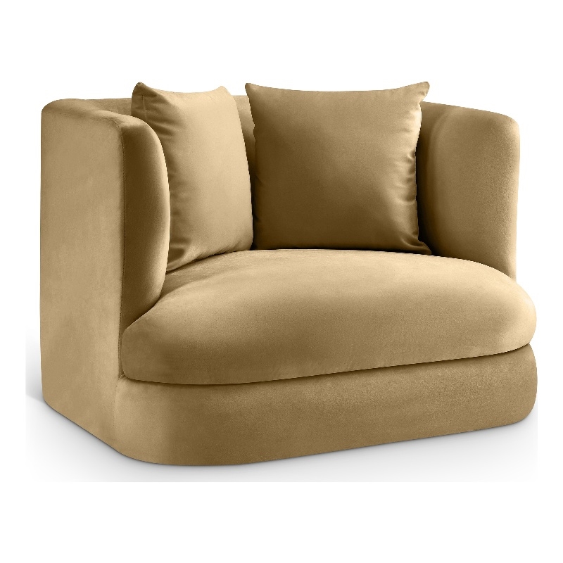 Bowery Hill Contemporary Solid Wood Frame Camel Durable Velvet Accent Chair