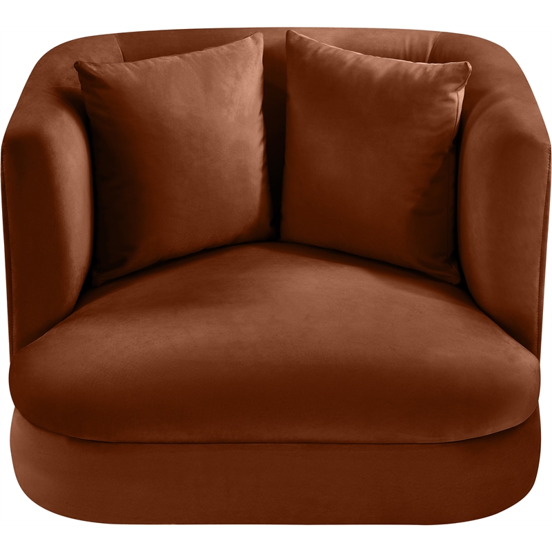 Bowery Hill Contemporary Solid Wood Frame Cognac Durable Velvet Accent Chair
