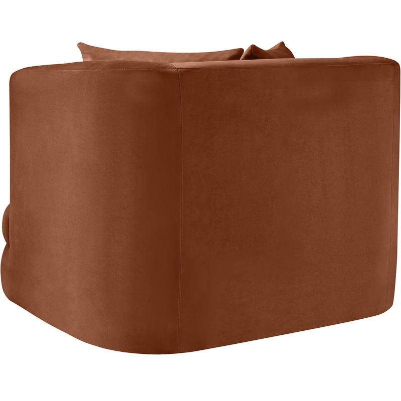 Bowery Hill Contemporary Solid Wood Frame Cognac Durable Velvet Accent Chair