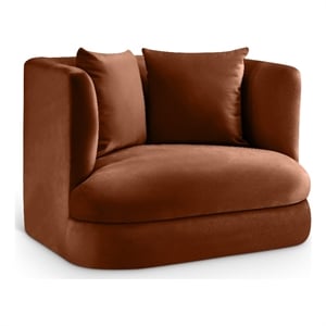 Bowery Hill Contemporary Solid Wood Frame Cognac Durable Velvet Accent Chair