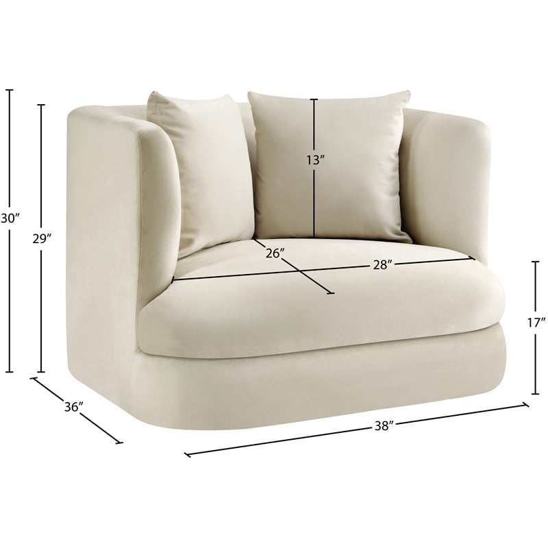 Bowery Hill Contemporary Solid Wood Frame Cream Durable Velvet Accent Chair