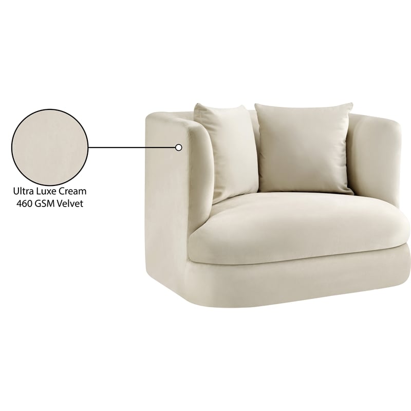 Bowery Hill Contemporary Solid Wood Frame Cream Durable Velvet Accent Chair