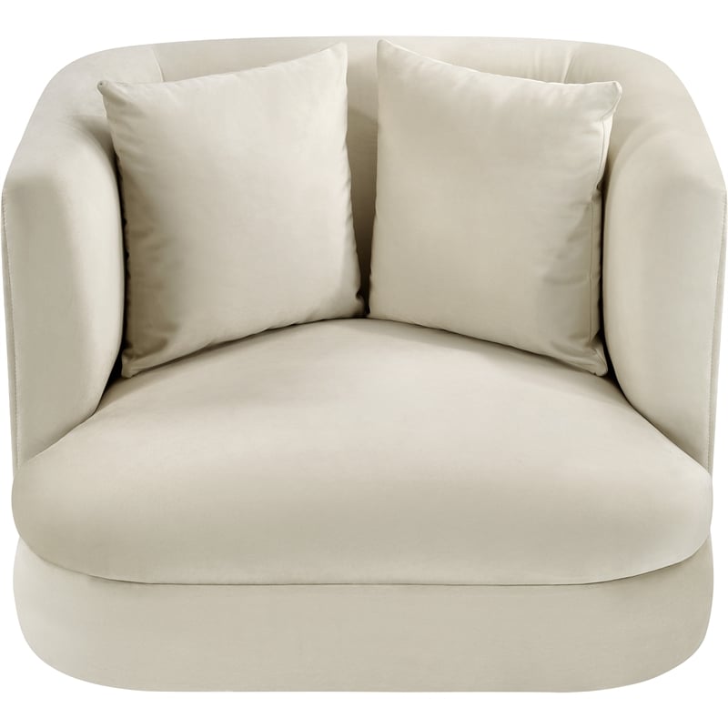 Bowery Hill Contemporary Solid Wood Frame Cream Durable Velvet Accent Chair