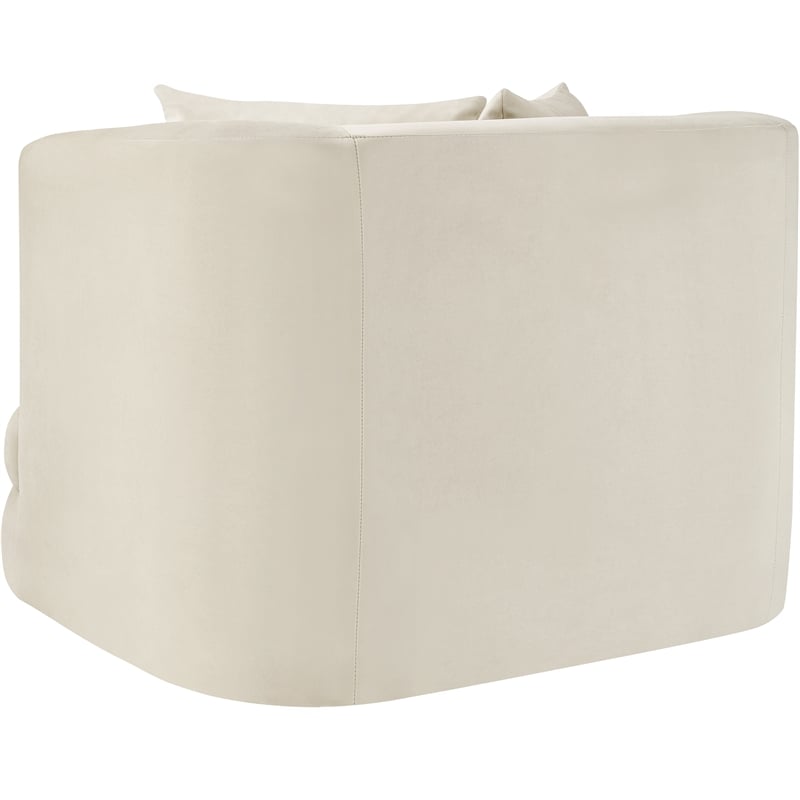 Bowery Hill Contemporary Solid Wood Frame Cream Durable Velvet Accent Chair