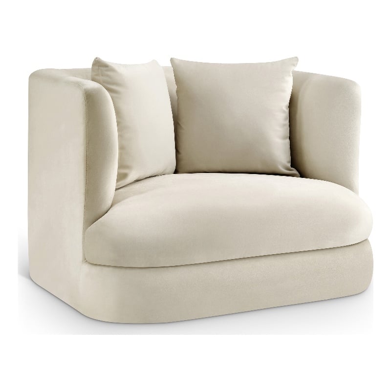 Bowery Hill Contemporary Solid Wood Frame Cream Durable Velvet Accent Chair