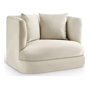 Bowery Hill Contemporary Solid Wood Frame Cream Durable Velvet Accent Chair