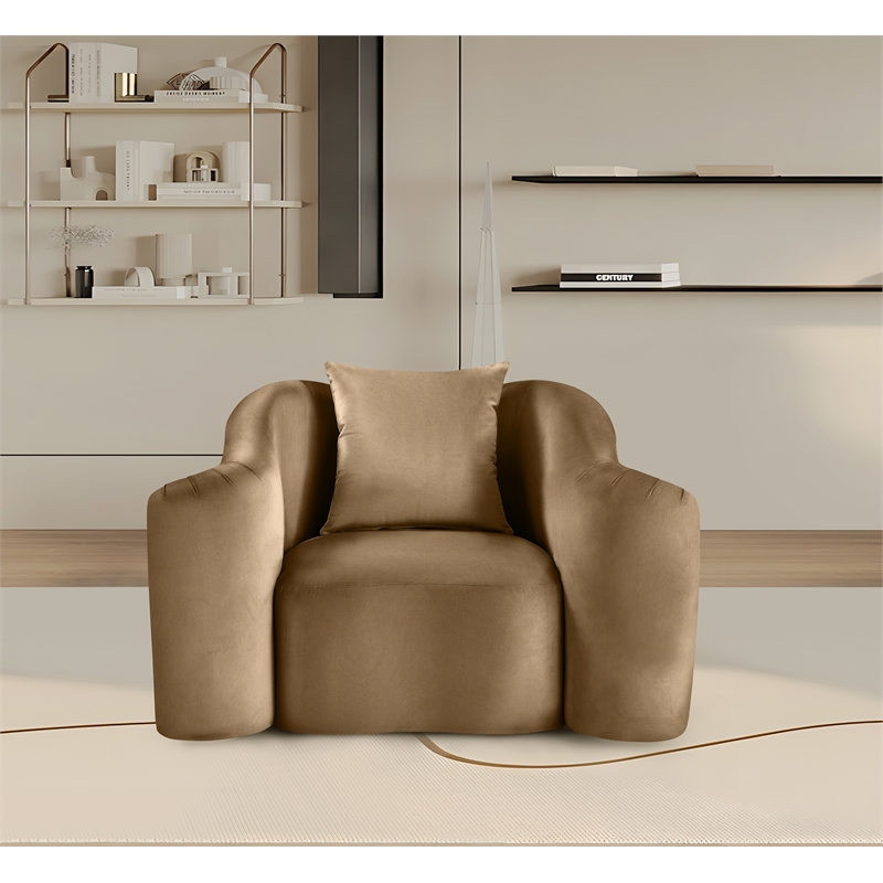 Bowery Hill Contemporary Rich Curves Beige Durable Velvet Accent Chair