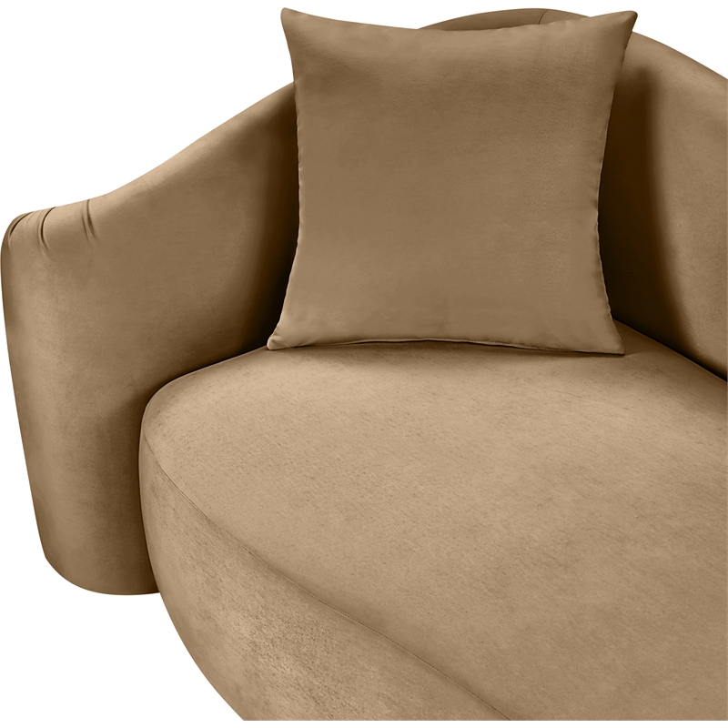 Bowery Hill Contemporary Rich Curves Beige Durable Velvet Accent Chair