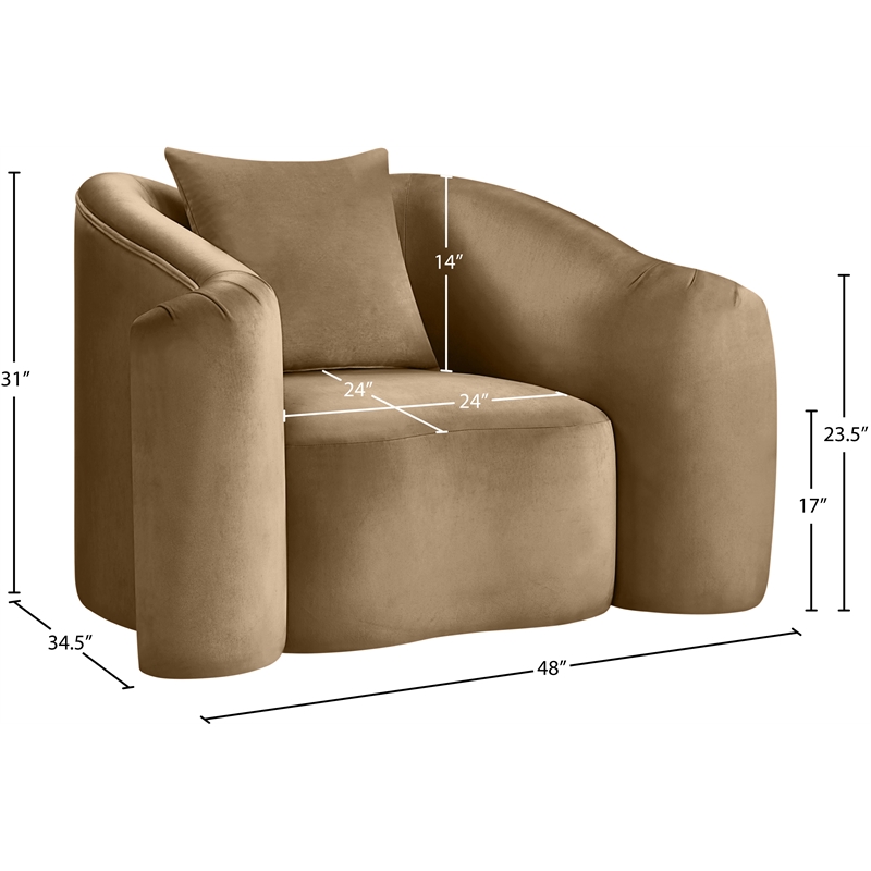 Bowery Hill Contemporary Rich Curves Beige Durable Velvet Accent Chair