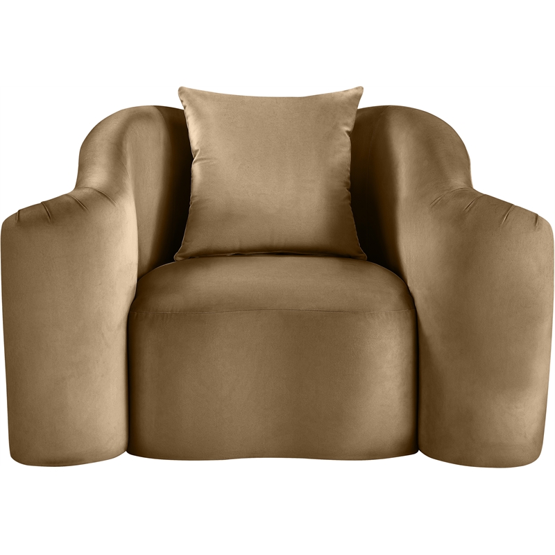 Bowery Hill Contemporary Rich Curves Beige Durable Velvet Accent Chair